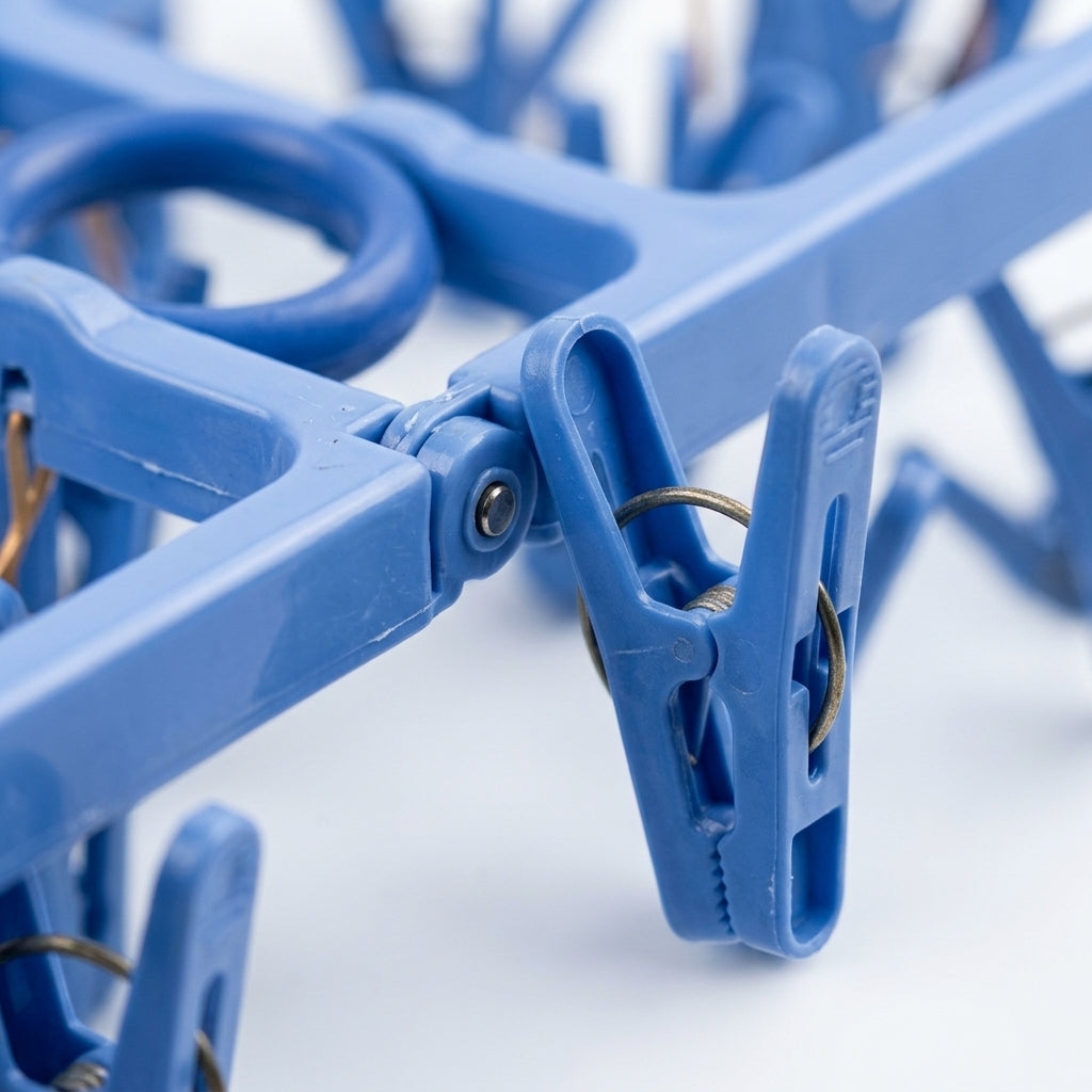 Smart Foldable Baby Laundry Hanger 24 Heavy Duty Clips Durable Blue