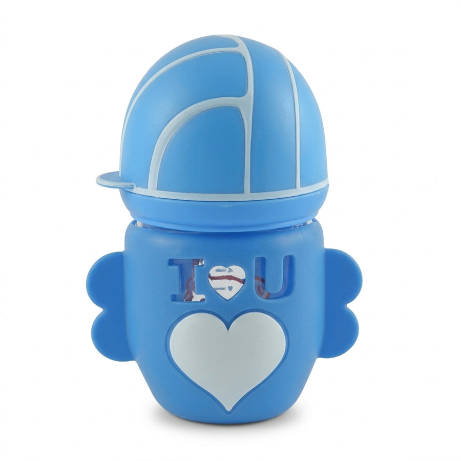 BABY GLASS FEEDER FOOTBALL BLUE