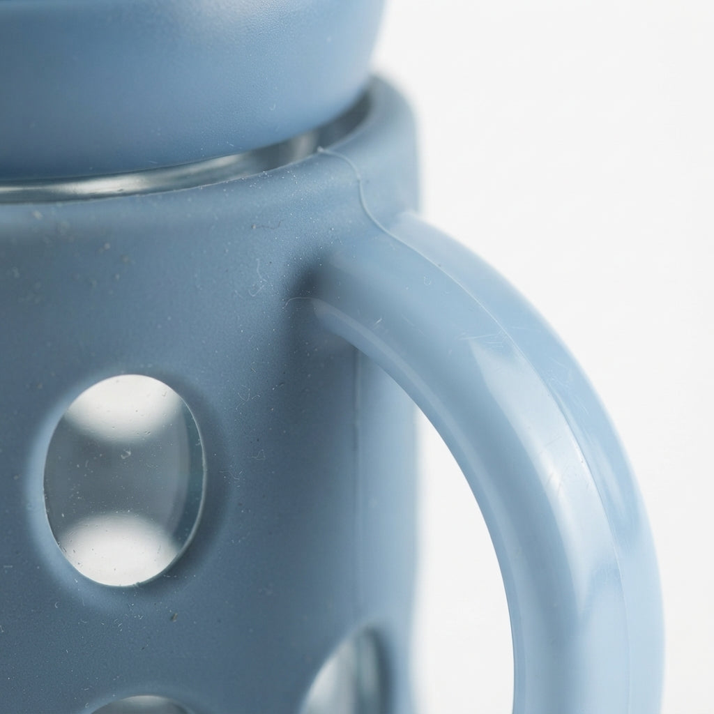 BABY GLASS FEEDER SILICONE COVER BLUE