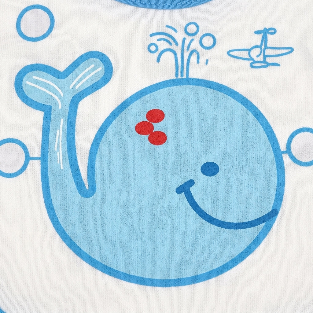 3-PIECE BABY GIFT SET CUTE SKY BLUE DOLPHIN PRINT (BIB, SOCKS & MITTENS)