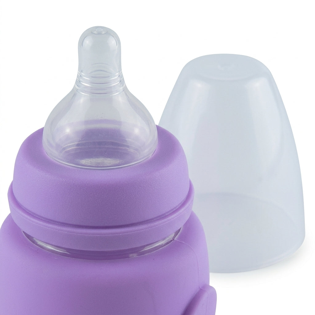 BABY GLASS FEEDER PENGUIN PURPLE