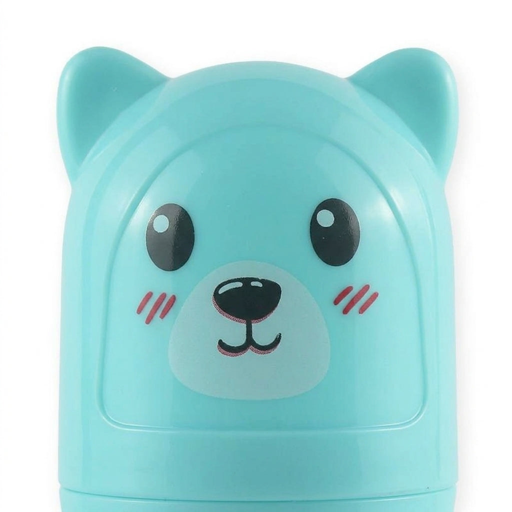 BABY GLASS FEEDER CARTOON BEAR CYAN FISH