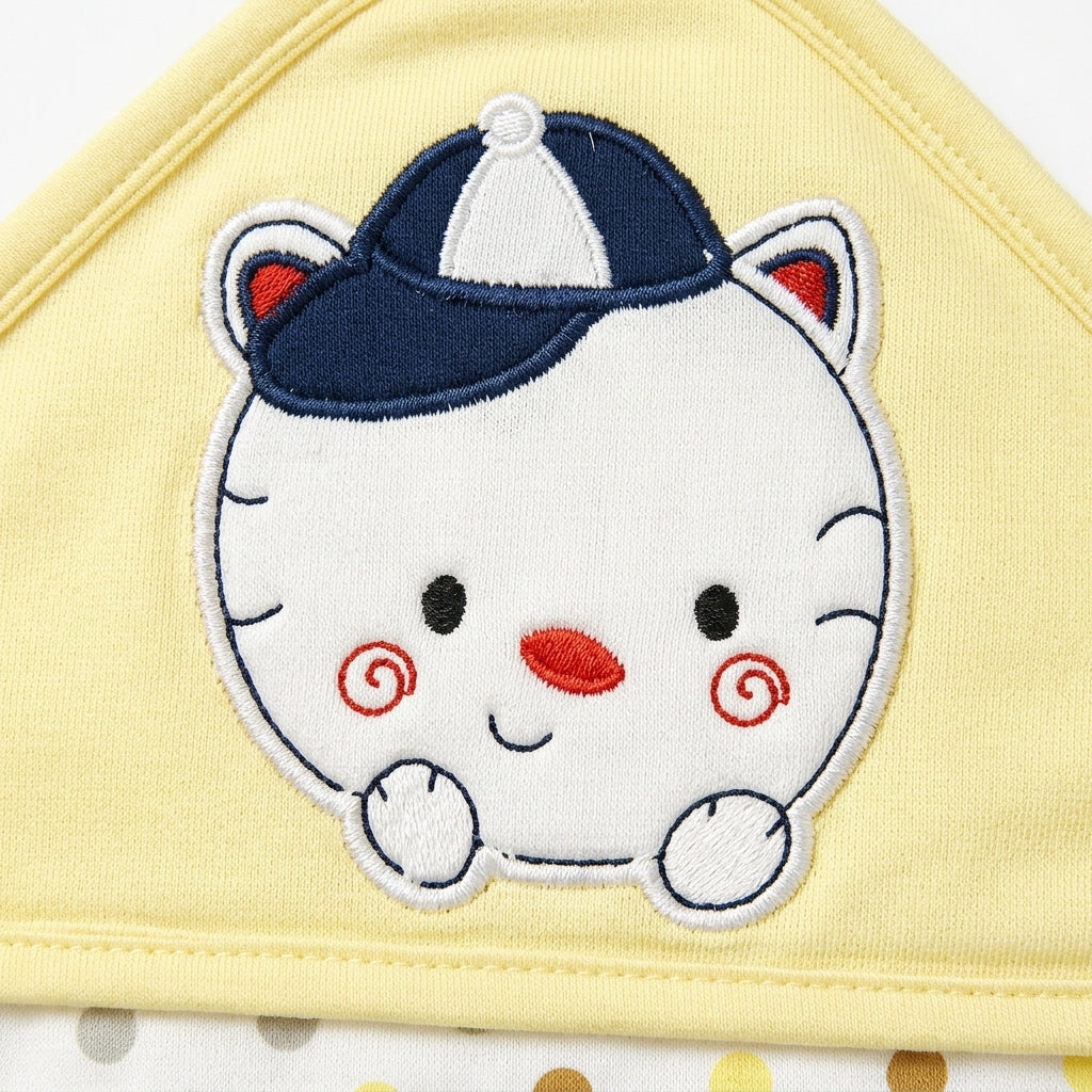 BABY WRAPPING SHEET CAP BEAR DOTED YELLOW