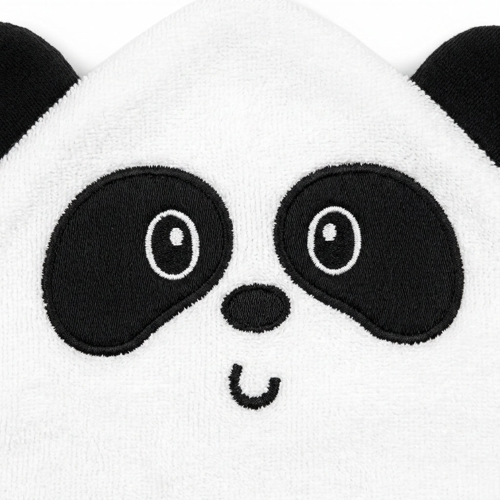 BABY HOODED BATH TOWEL 6PCS SET PANDA WHITE