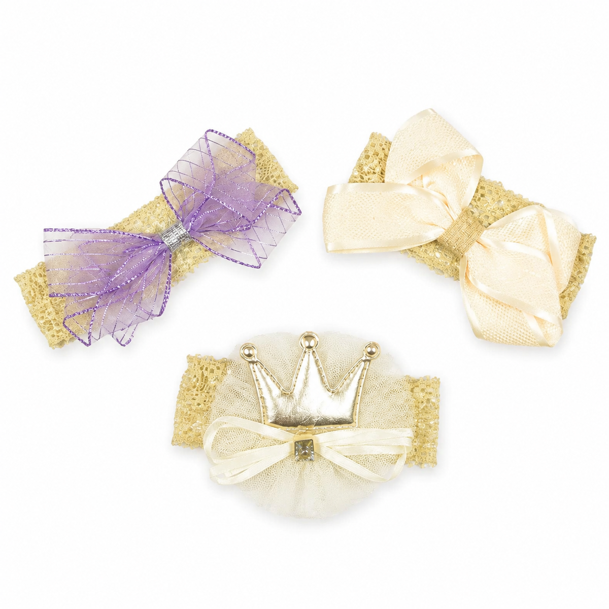 BABY GIRL CROWN AND BOO HEADBAND SET 3PCS PURPLE