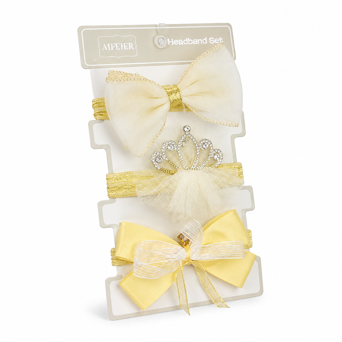 BABY GIRL CROWN AND BOO HEADBAND SET 3PCS SKIN
