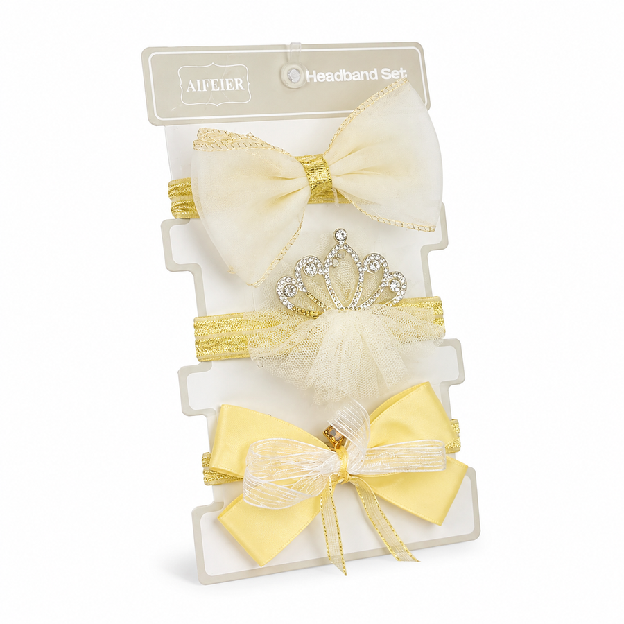 BABY GIRL CROWN AND BOO HEADBAND SET 3PCS SKIN