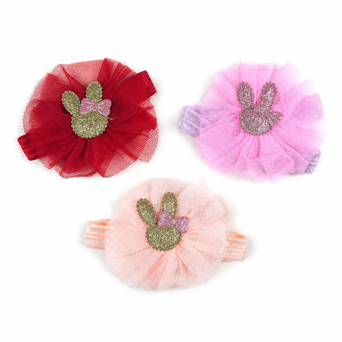 BABY GIRL FANCY BUNNY HEADBAND SET 3PCS