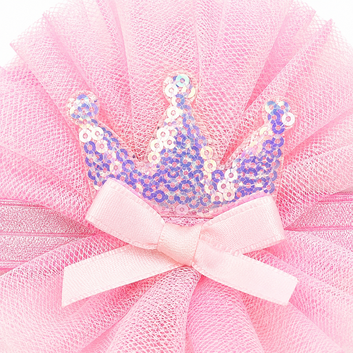 BABY GIRL FANCY CROWN HEADBAND SET 3 PCS (PINK, BABY PINK & OFF WHITE)