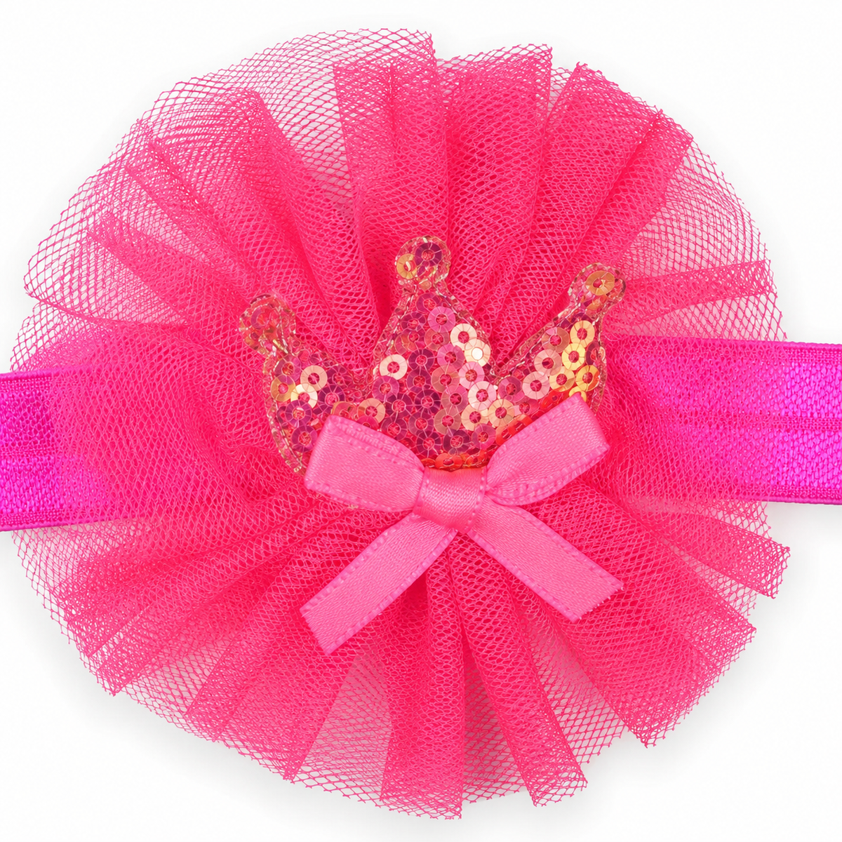 BABY GIRL FANCY CROWN HEADBAND SET 3 PCS (PINK, BABY PINK & OFF WHITE)
