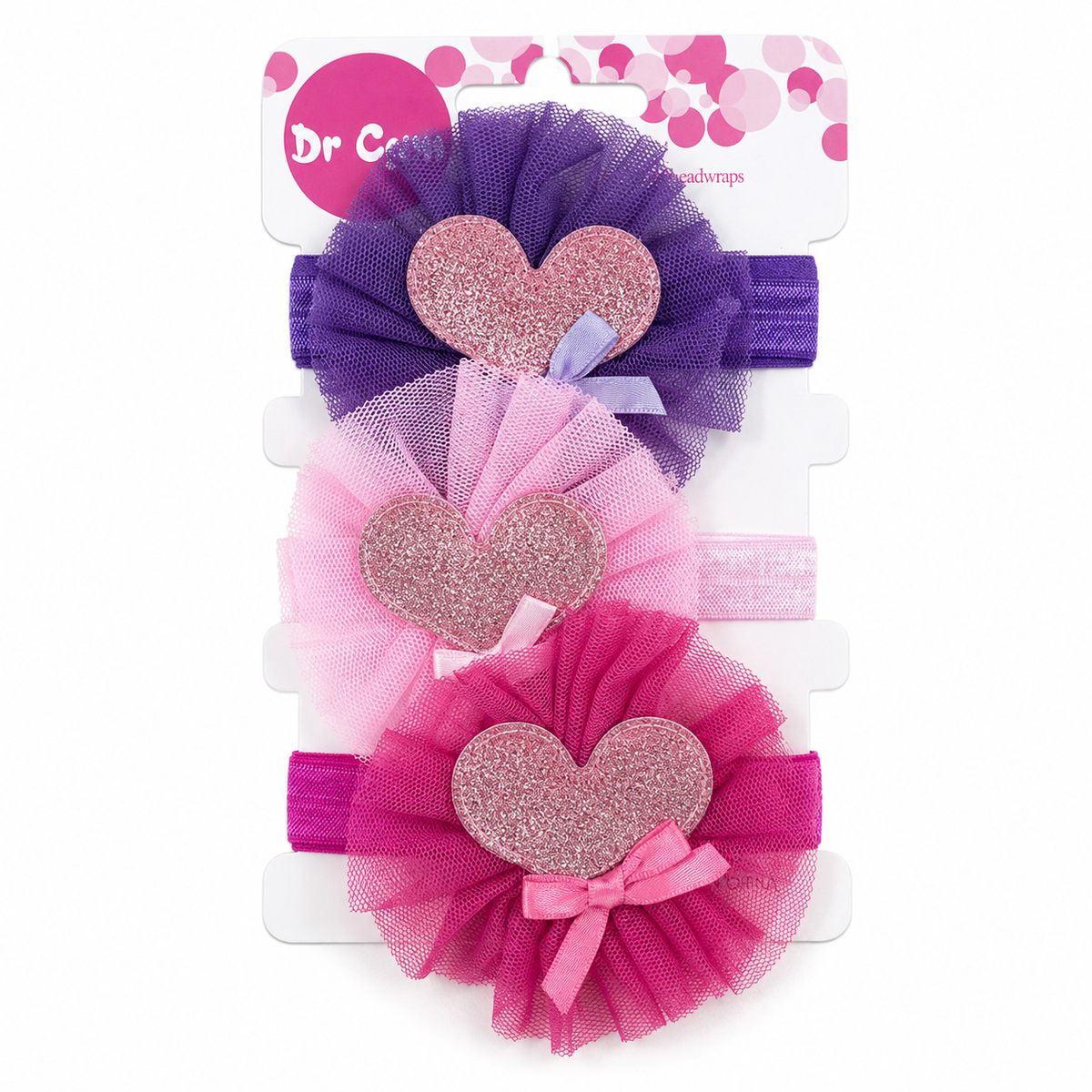 BABY GIRL FANCY HEART HEADBAND SET 3PCS