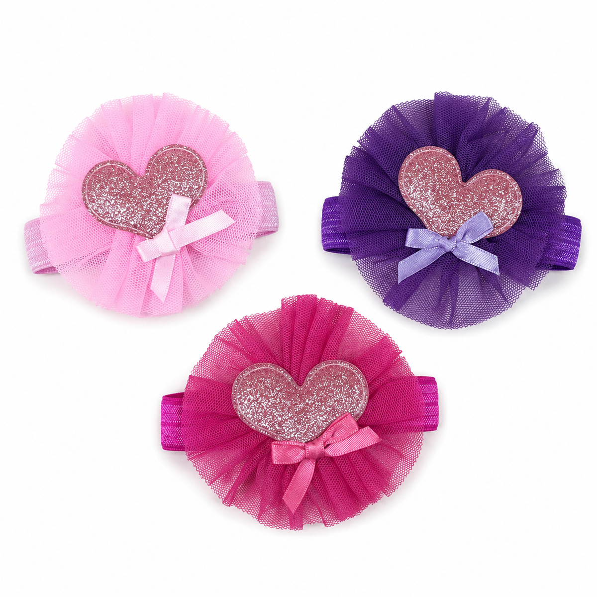 BABY GIRL FANCY HEART HEADBAND SET 3PCS