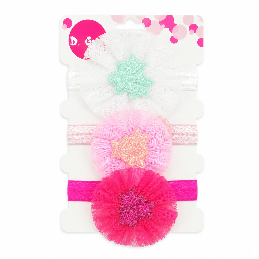 BABY GIRL FANCY STAR HEADBAND SET 3PCS