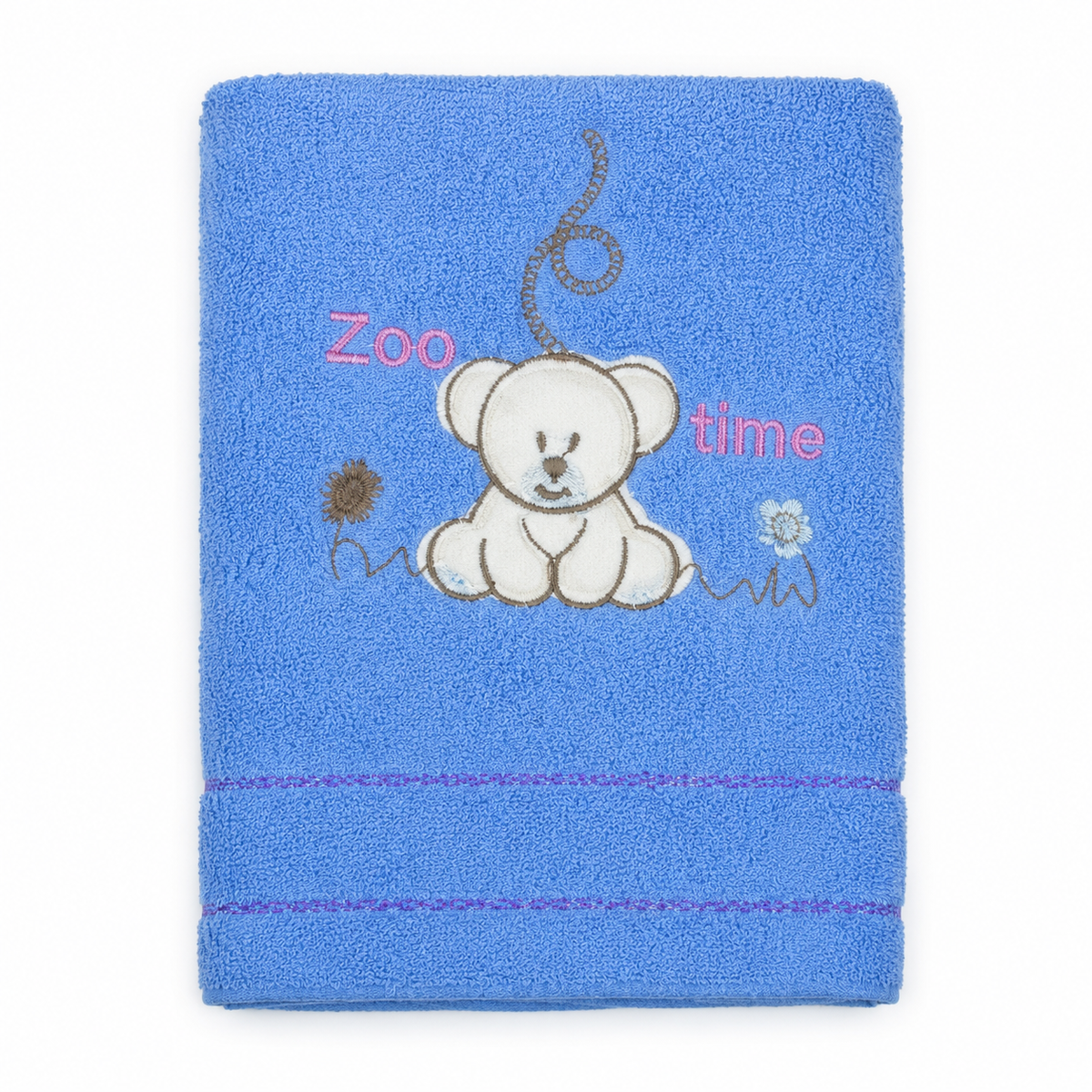 BABY TOWEL BEAR BLUE EMB