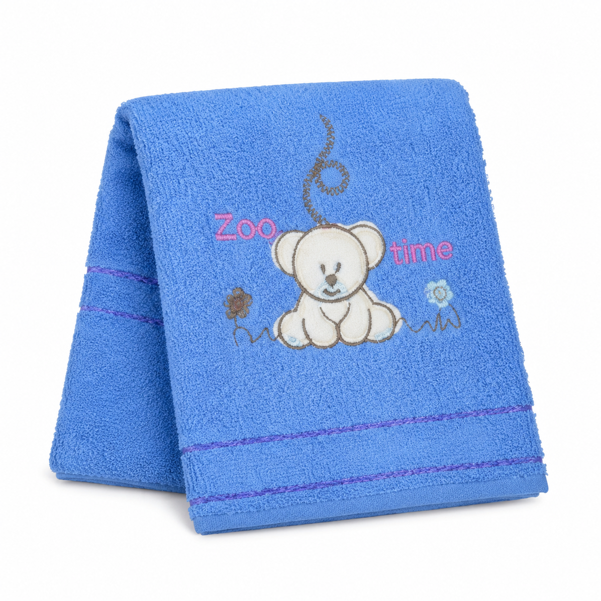 BABY TOWEL BEAR BLUE EMB