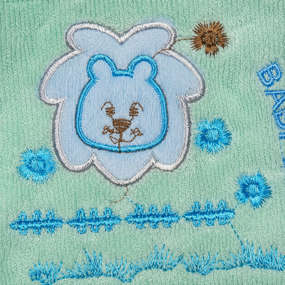 BABY TOWEL LION MINT EMB