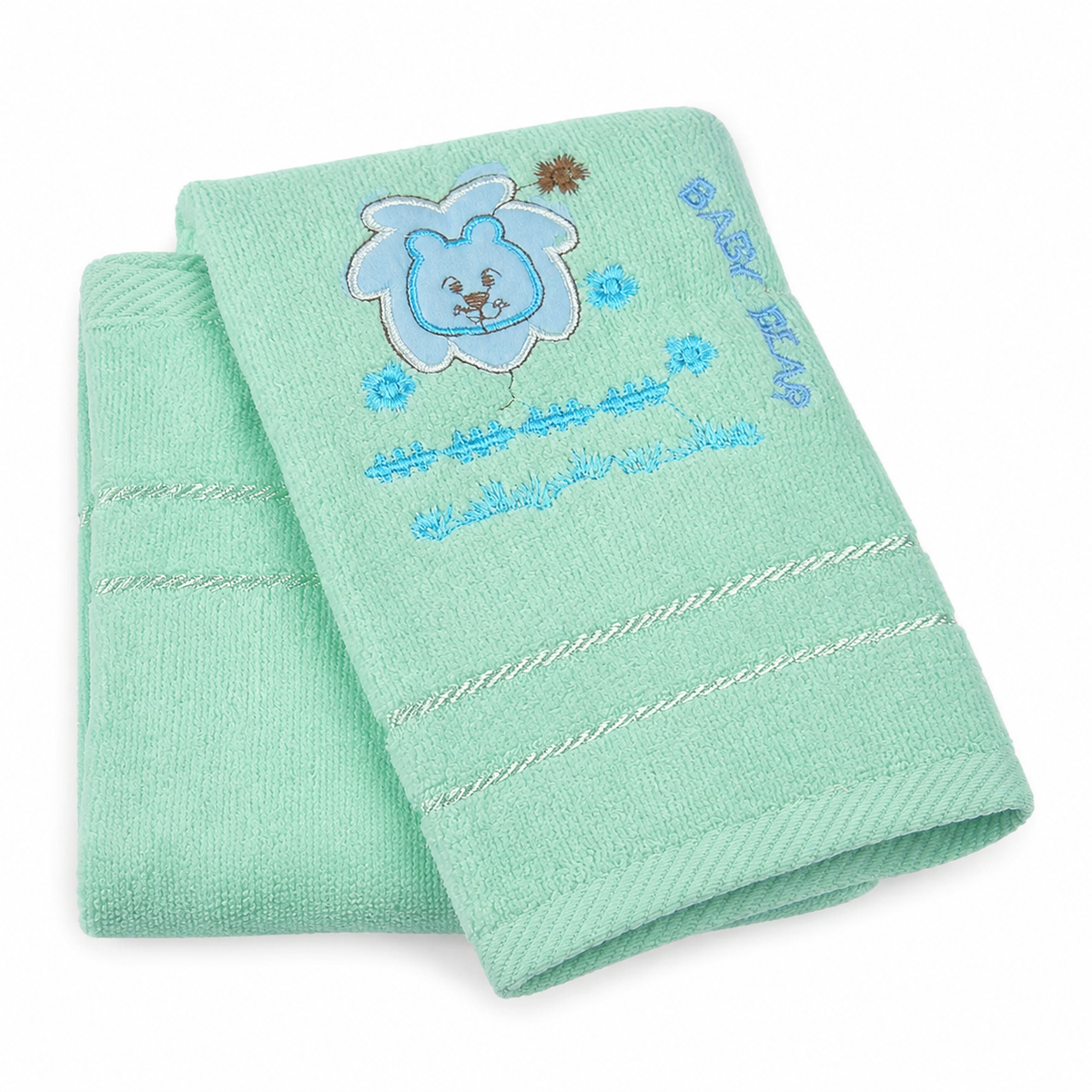 BABY TOWEL LION MINT EMB