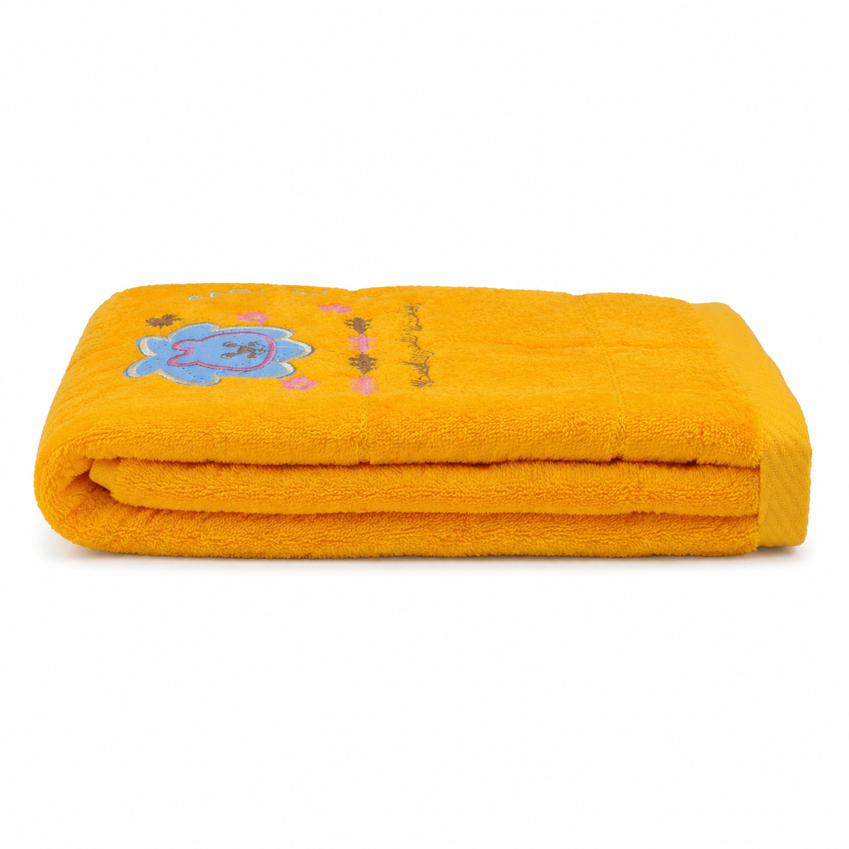 BABY TOWEL LION MUSTARD EMB