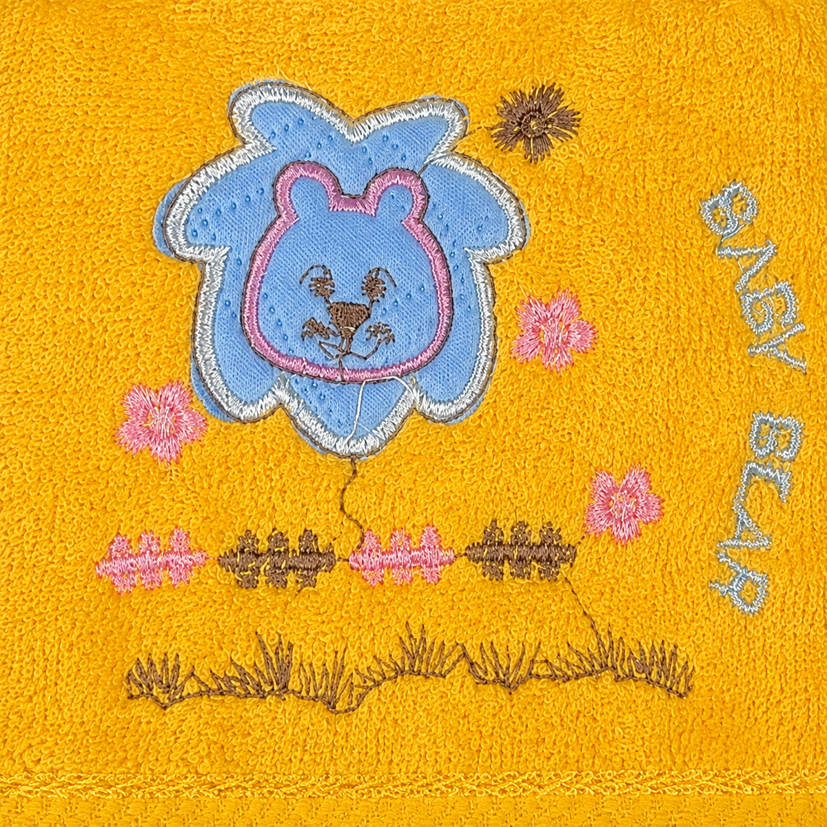 BABY TOWEL LION MUSTARD EMB