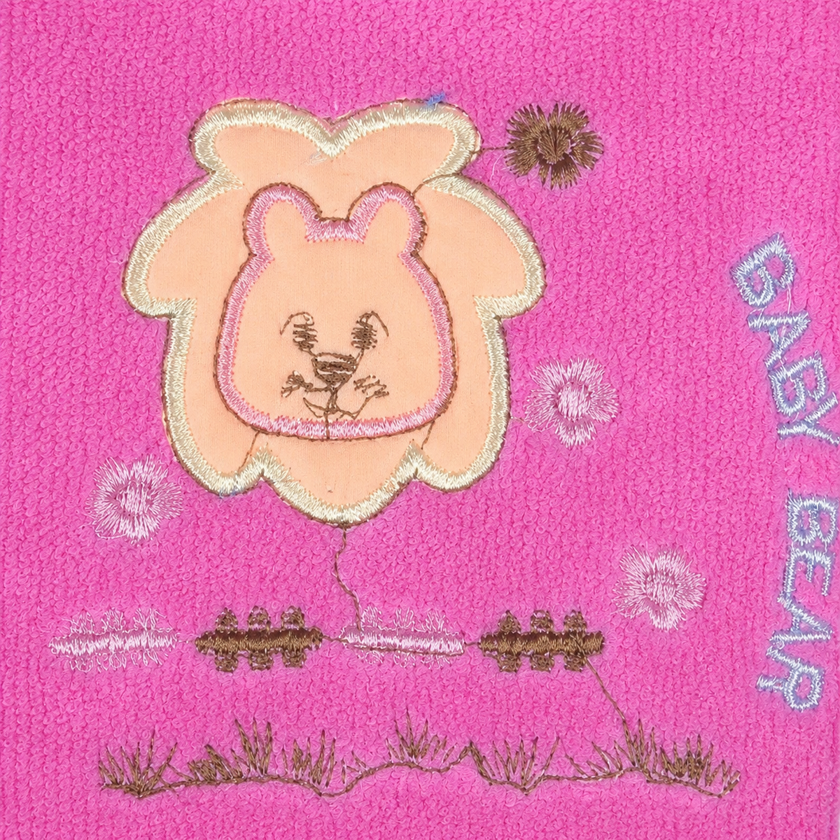 BABY TOWEL LION PINK EMB