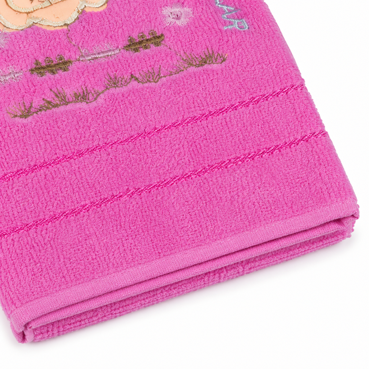 BABY TOWEL LION PINK EMB