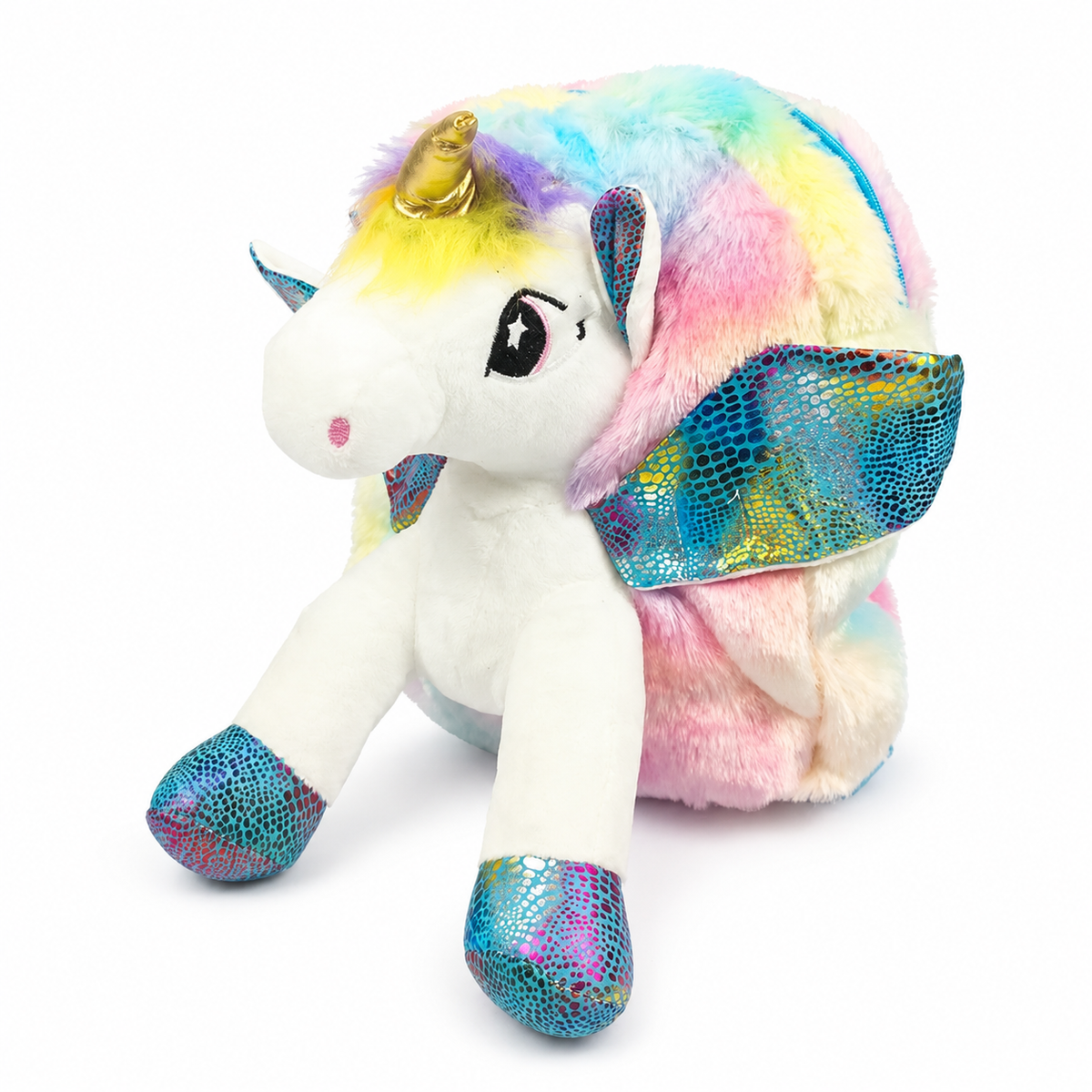 UNICORN SOFT TOY BAG 3D GLITTER SPARKLY WINGS RAINBOW SHED FOR KIDS