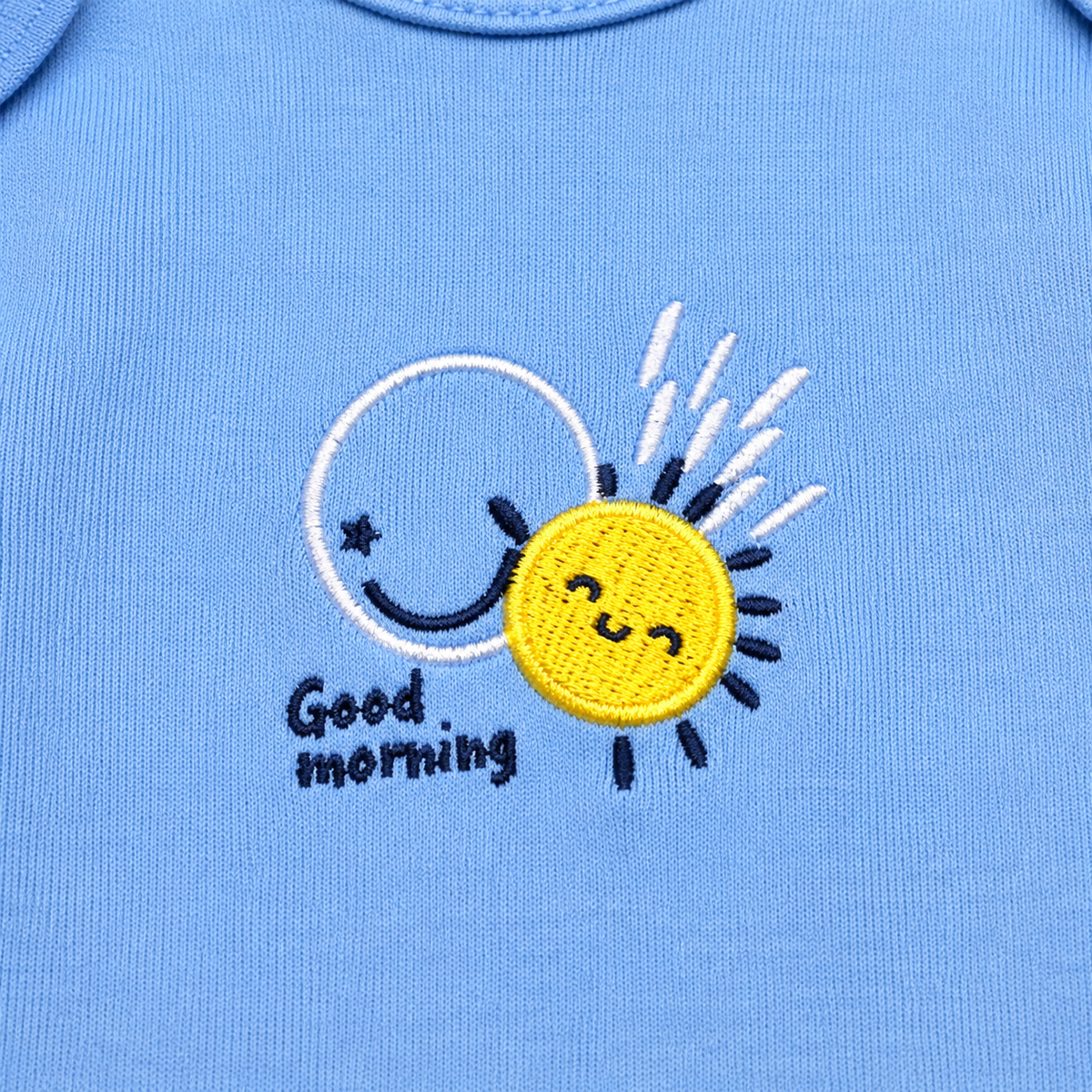 Full-Sleeve Cotton Baby Bodysuits 3-Pack – Blue Smile