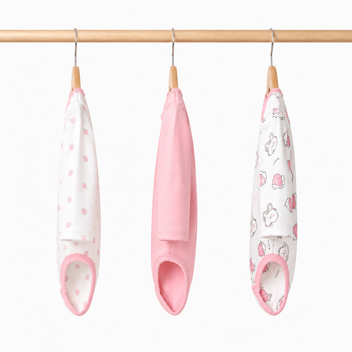 Full-Sleeve Cotton Baby Bodysuits 3-Pack – Pink Rabbit