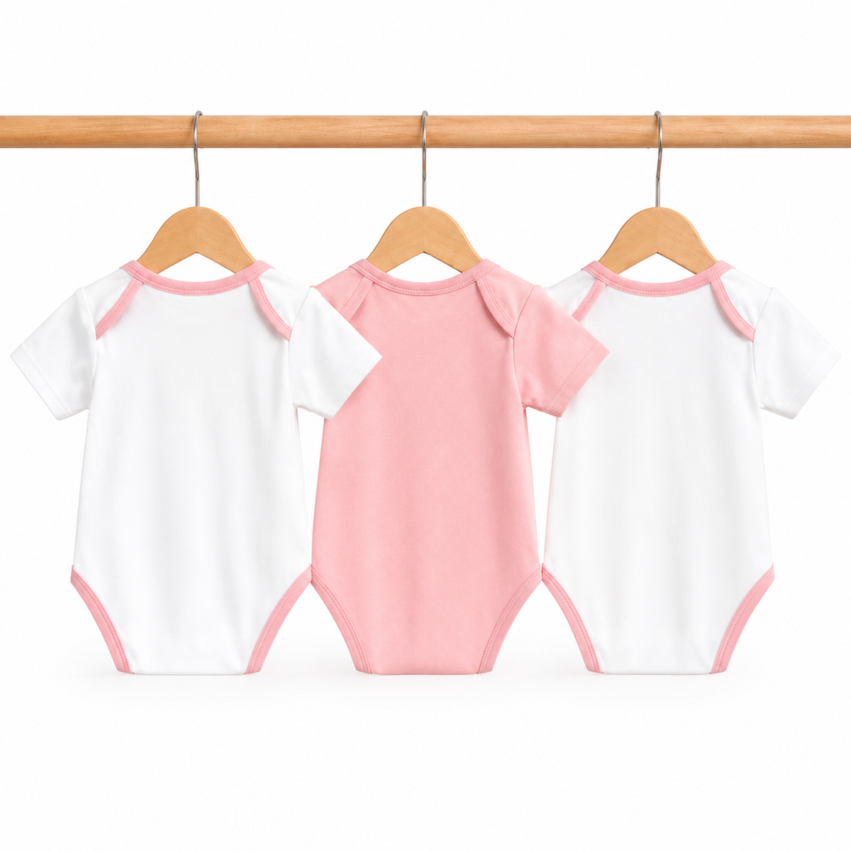 Half-Sleeve Cotton Baby Bodysuits 3-Pack – Pink Rabbit