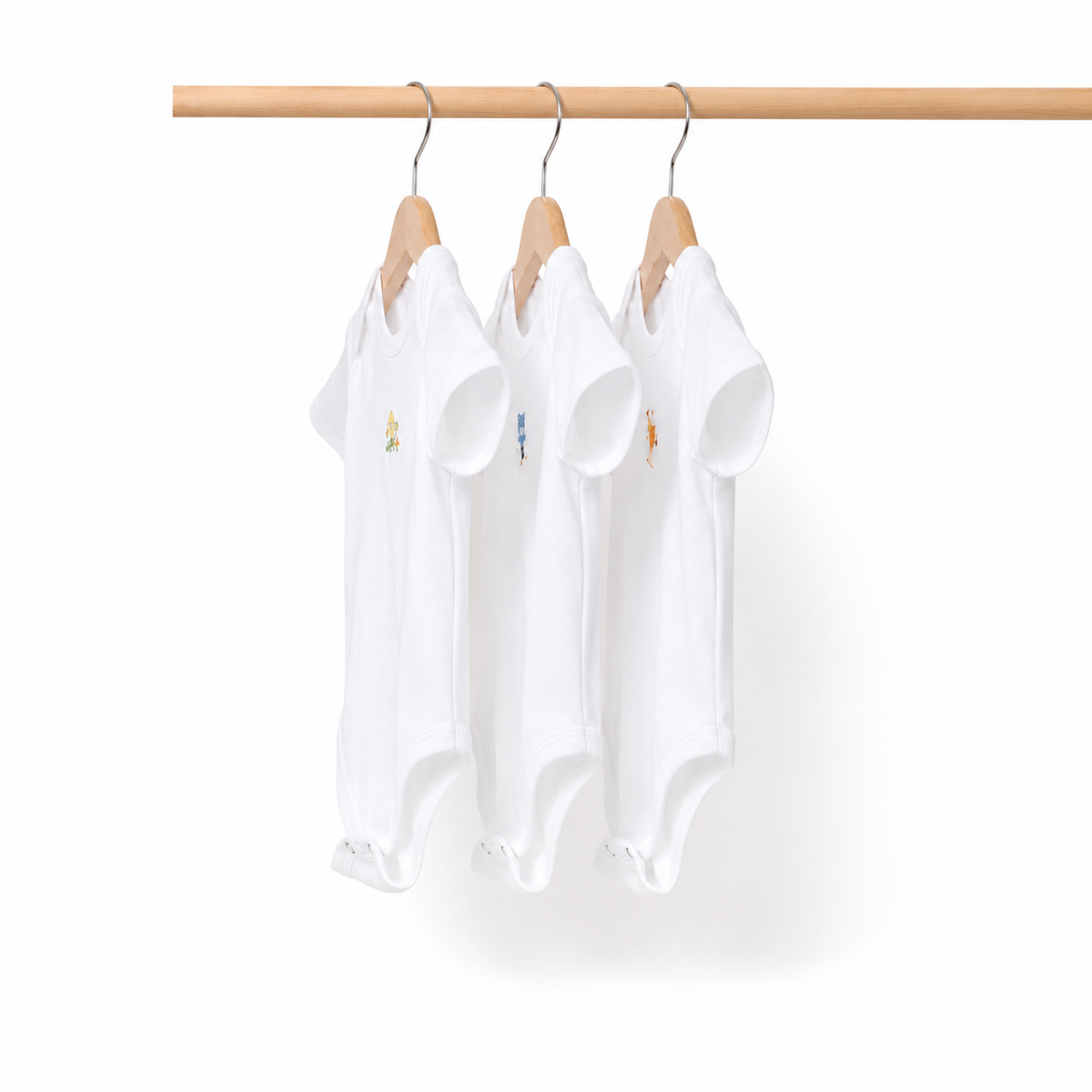 Cotton Baby Bodysuits 3-Pack – White Robot Print