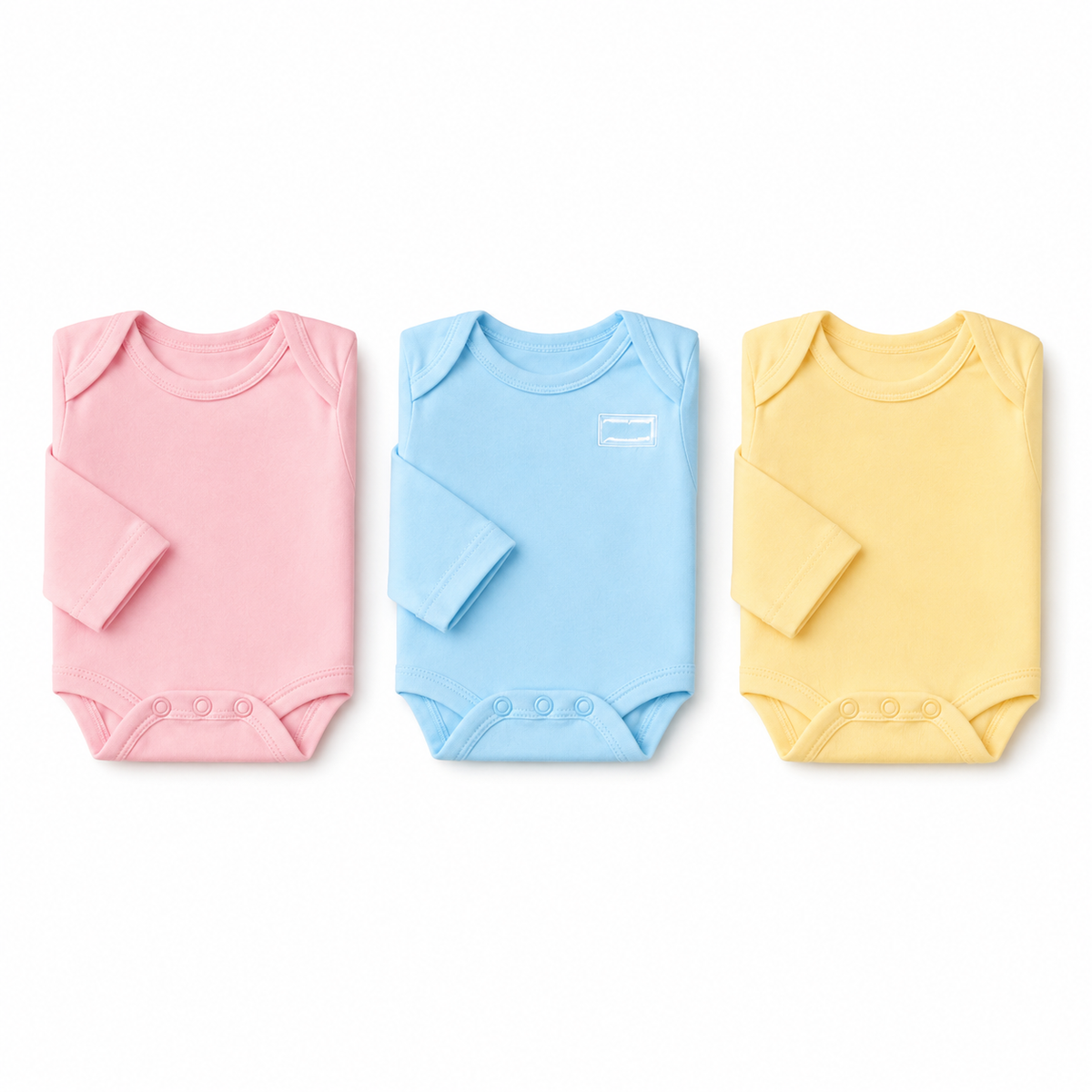 Full-Sleeve Cotton Baby Romper Vests 3-Pack – Multicolour