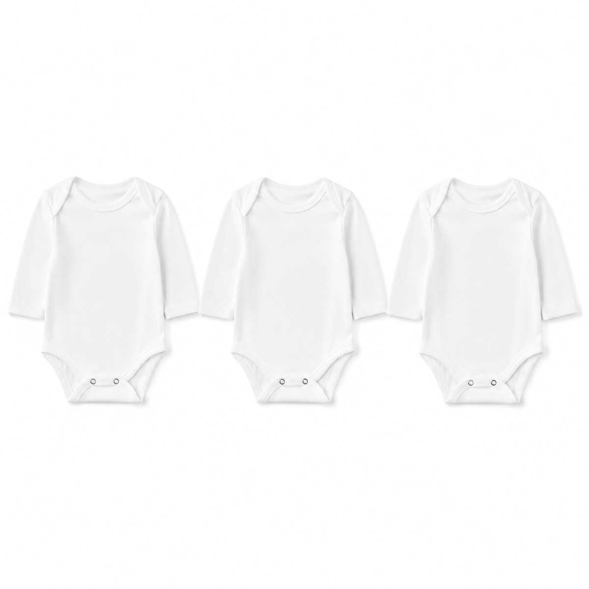 Full-Sleeve Baby Rompers 3-Pack – White