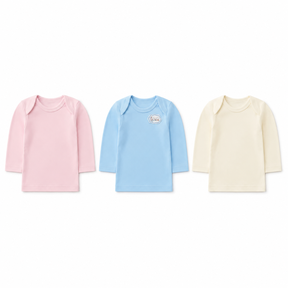 Full-Sleeve Cotton Baby Inner Vests 3-Pack – Multicolour