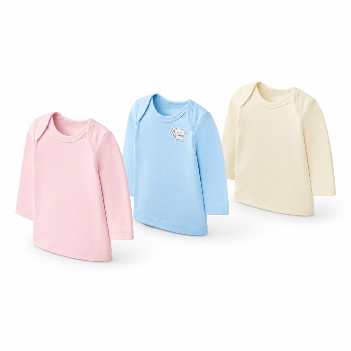 Full-Sleeve Cotton Baby Inner Vests 3-Pack – Multicolour