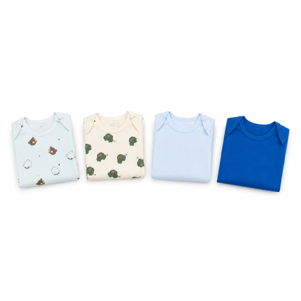 Unisex Baby Bodysuits 4-Pack – Bear & Mixed Prints, 6–9M