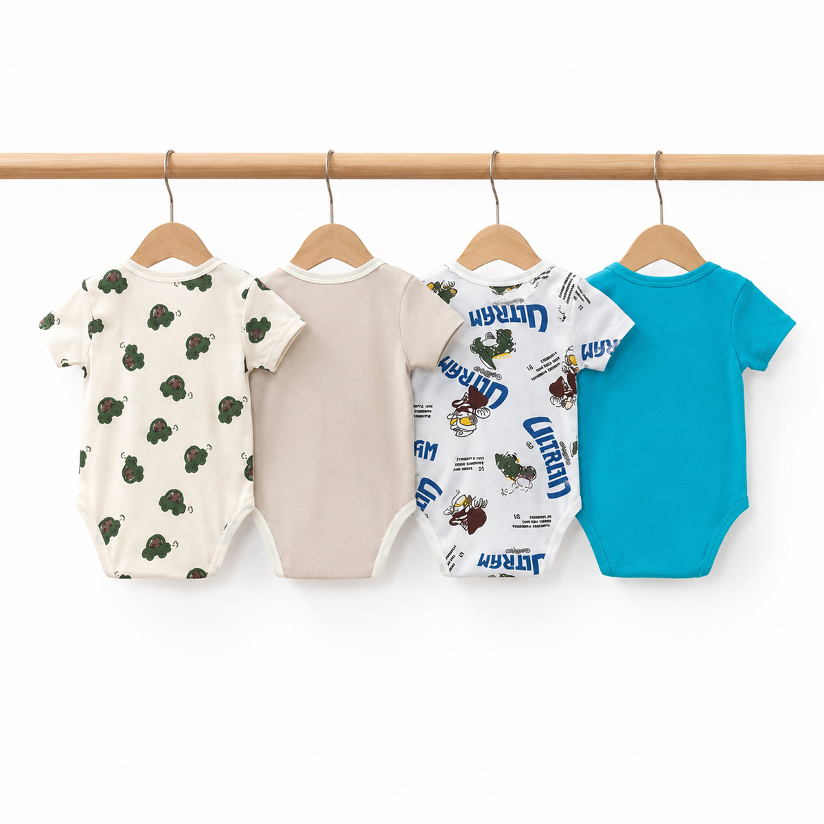 Unisex Baby Bodysuits 4-Pack – Snowman & Mixed Prints, 6–9M