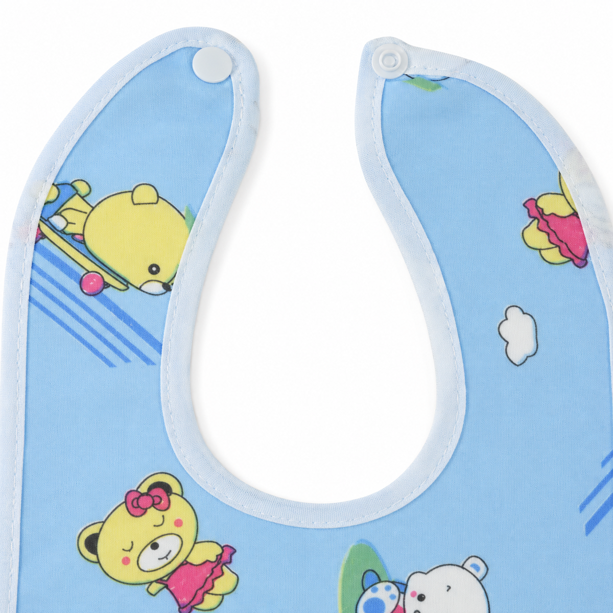 BABY PLASTIC BIB BUTTON CUTE BLUE