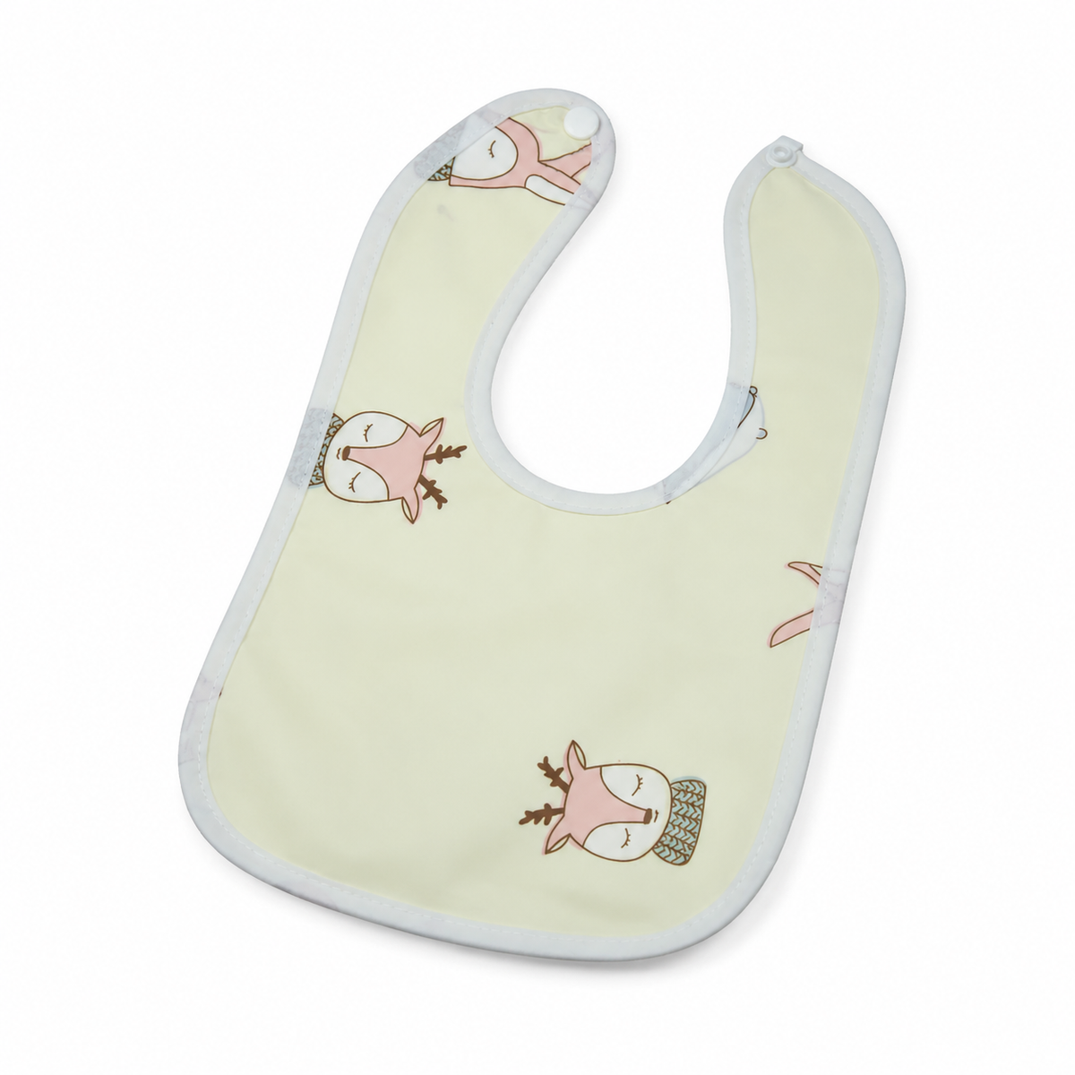 BABY PLASTIC BIB BUTTON DEER YELLOW