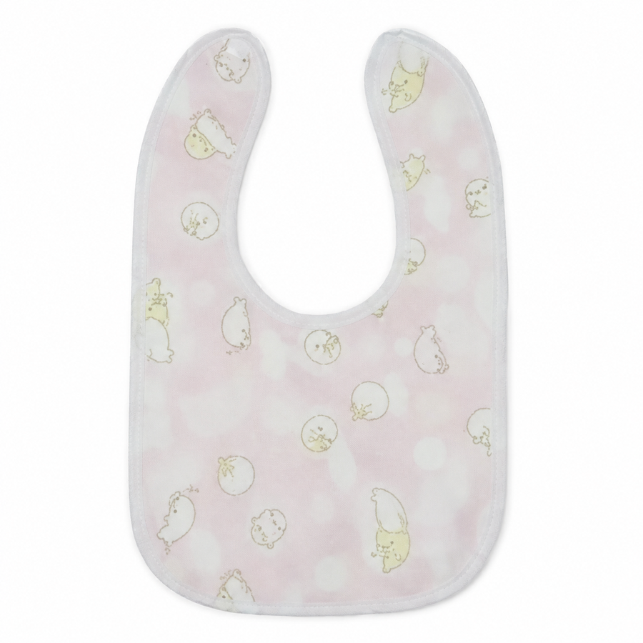 BABY PLASTIC BIB BUTTON DOLPHIN BABY PINK
