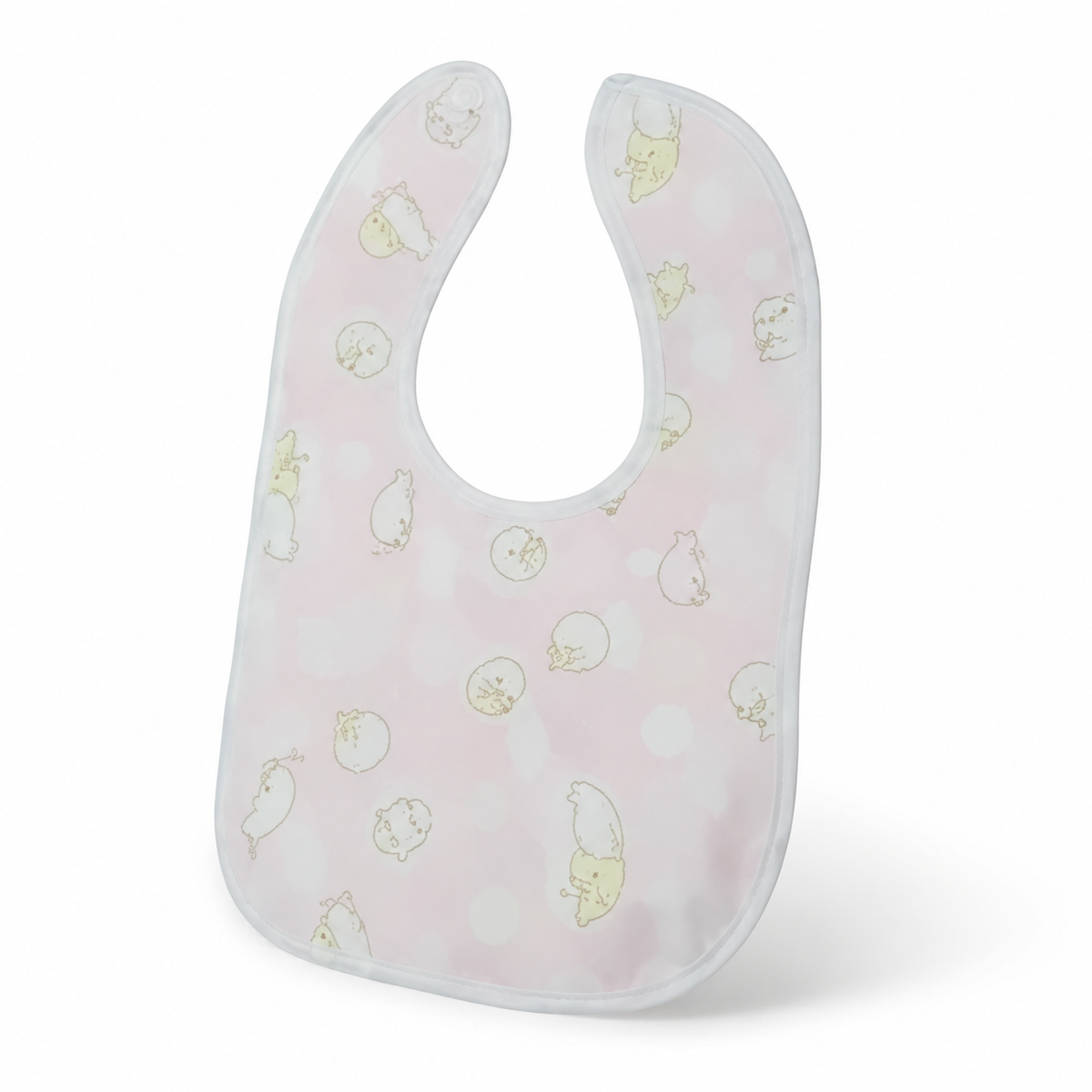 BABY PLASTIC BIB BUTTON DOLPHIN BABY PINK