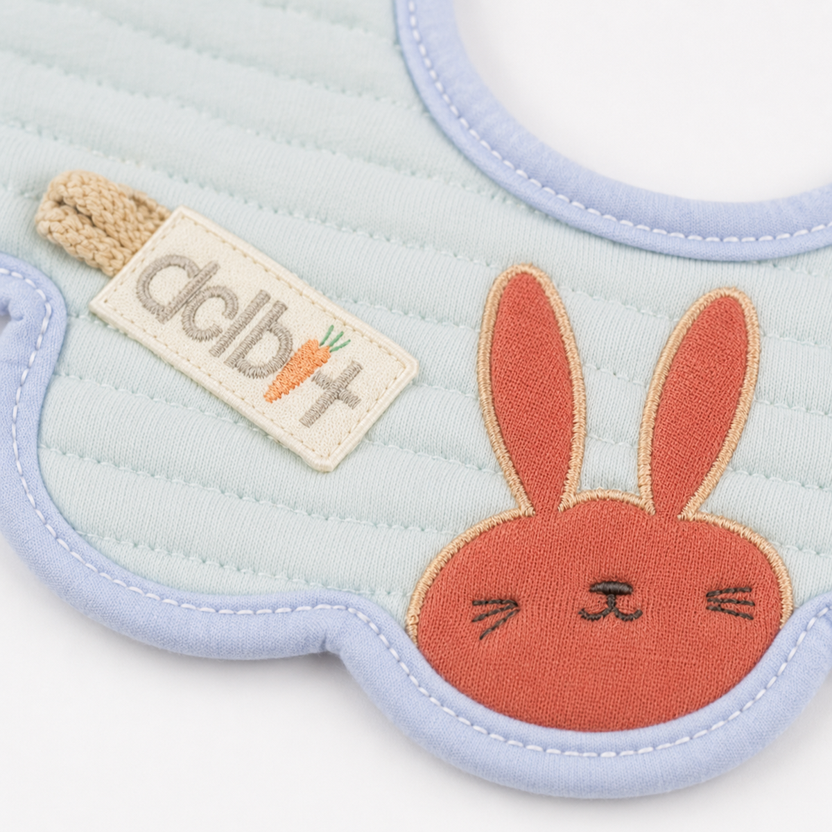 2 PACK BABY BUNNY APPLIQUE FLORAL BIB BLUE 360 DEGREE COVERAGE