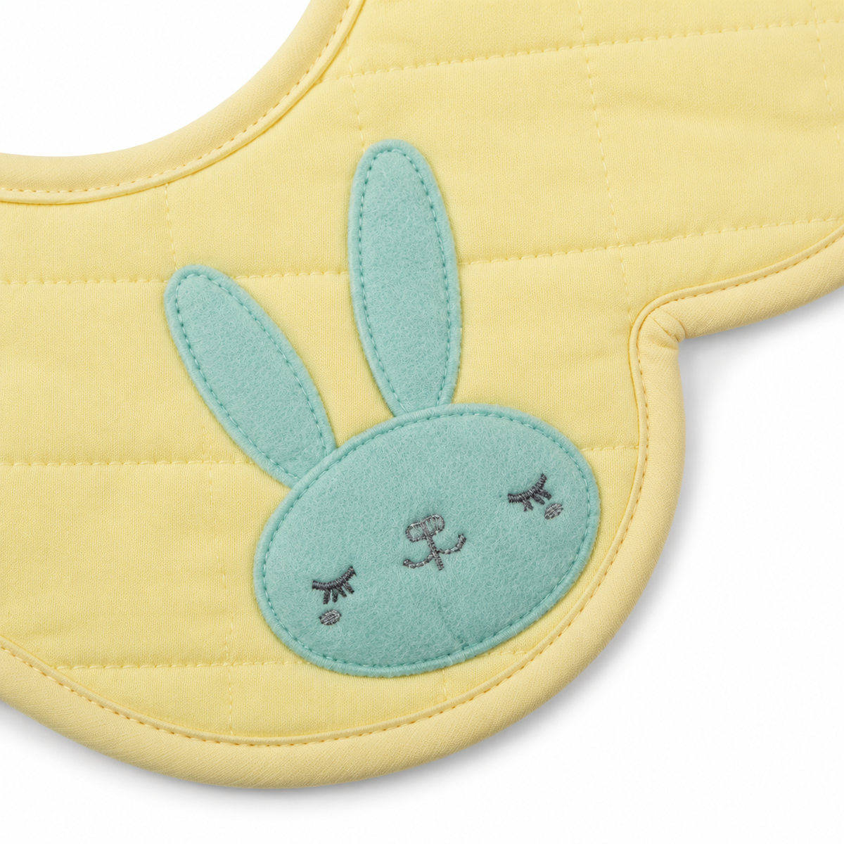 2 PACK BABY BUNNY APPLIQUE FLORAL BIB YELLOW 360 DEGREE COVERAGE