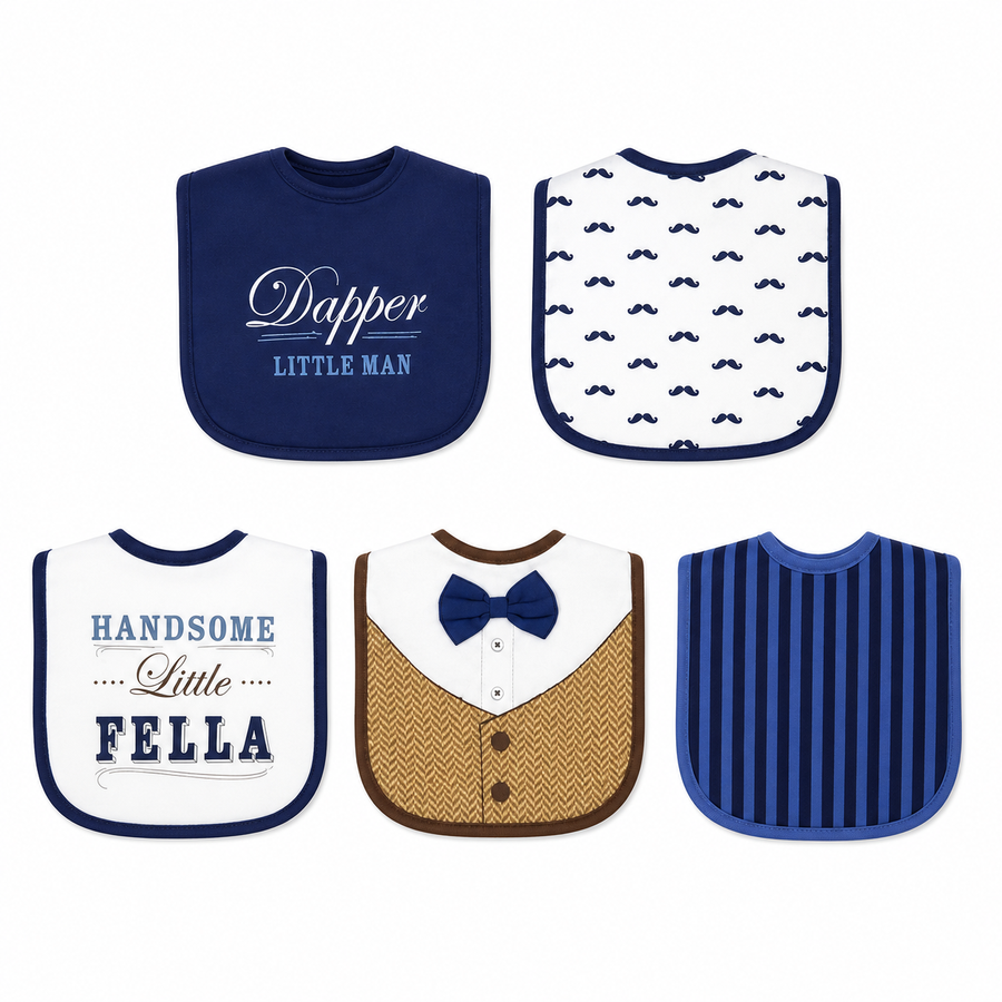 BABY BIB 5PCS SET BOW SHIRT BROWN