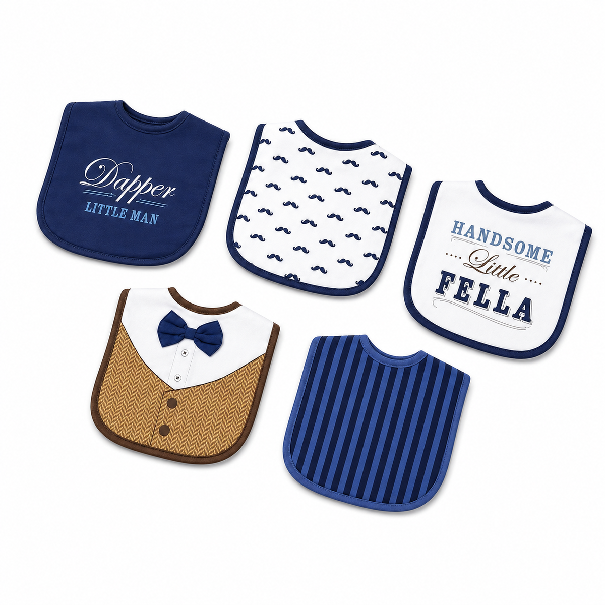 BABY BIB 5PCS SET BOW SHIRT BROWN
