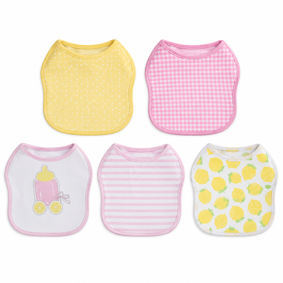 BABY BIB 5PCS SET LEMONADE PINK