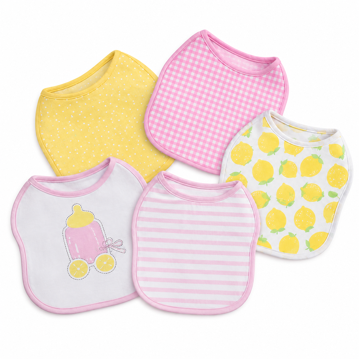 BABY BIB 5PCS SET LEMONADE PINK