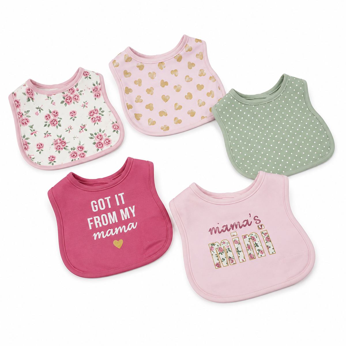 BABY BIB 5PCS SET MAMAS MINI PINK