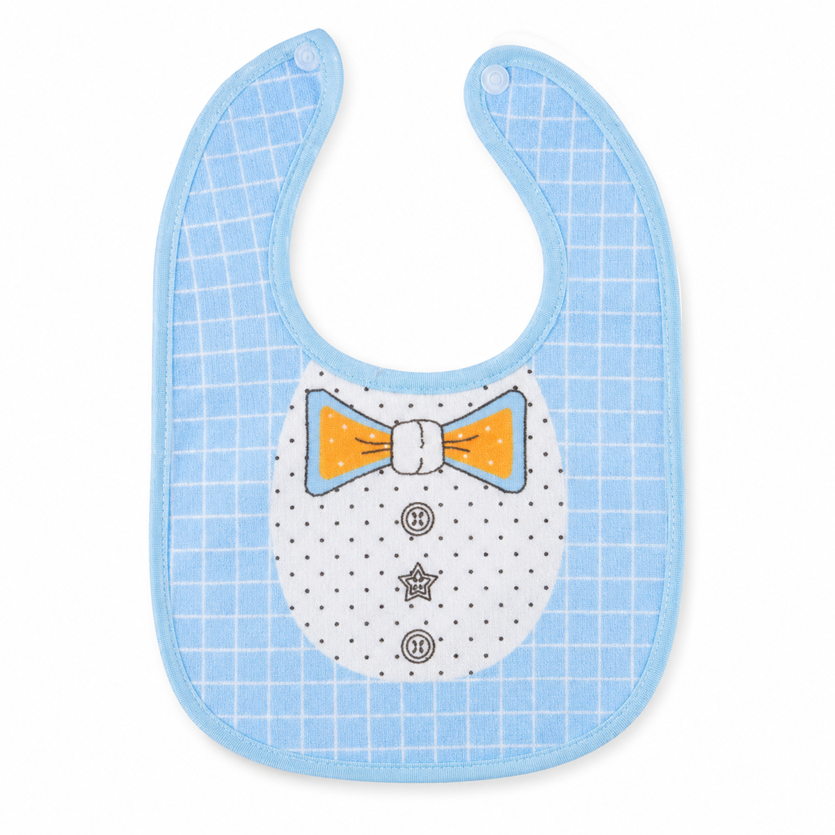 BABY BIB BOW PRINTED BLUE