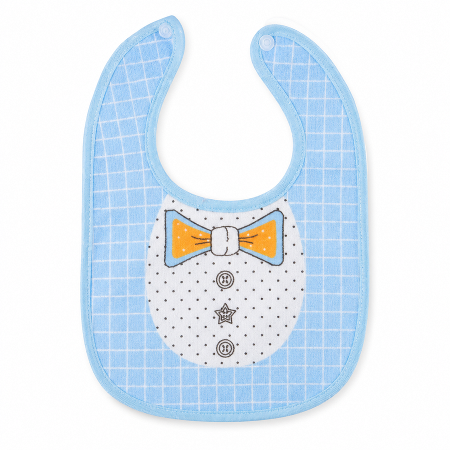 BABY BIB BOW PRINTED BLUE