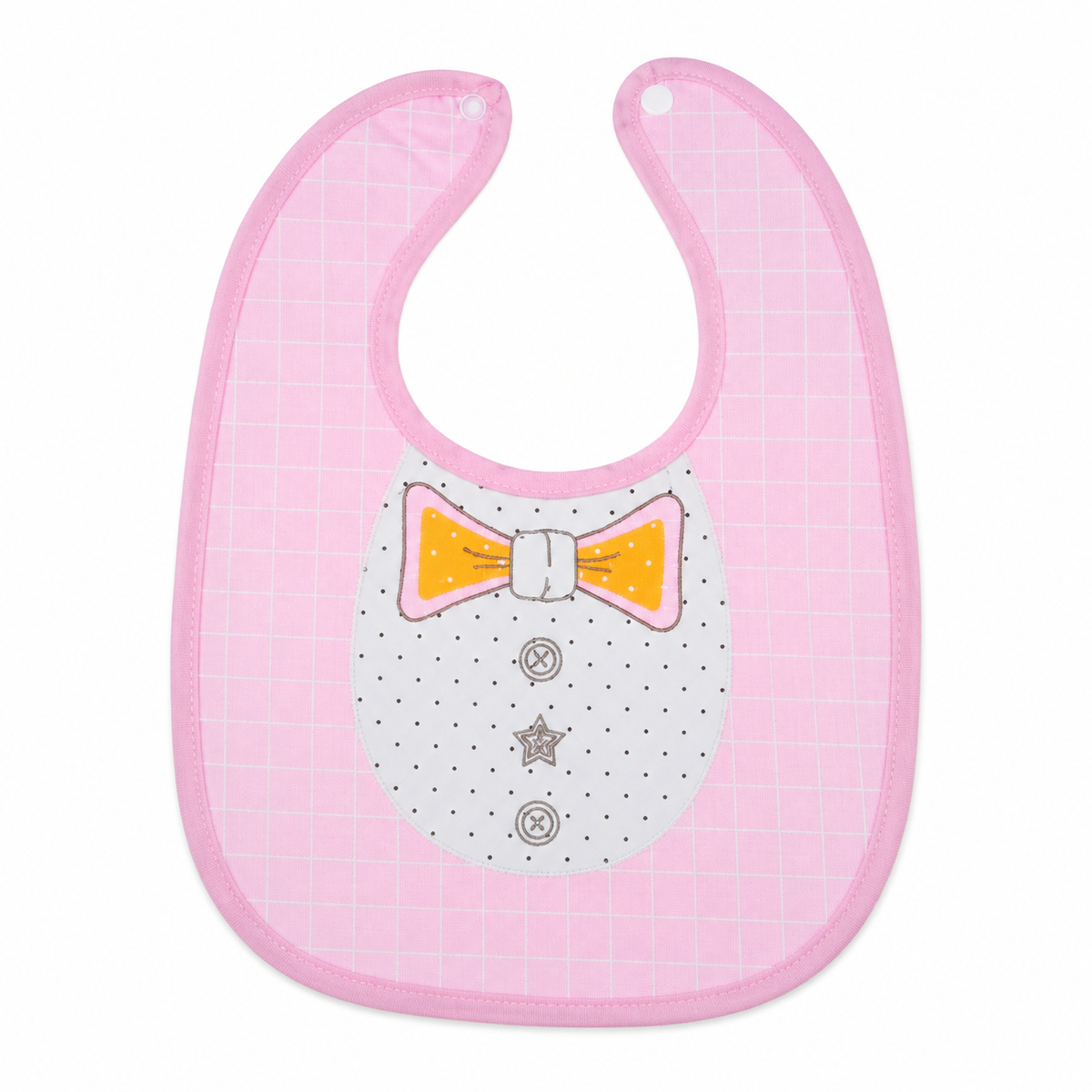 BABY BIB BOW PRINTED PINK